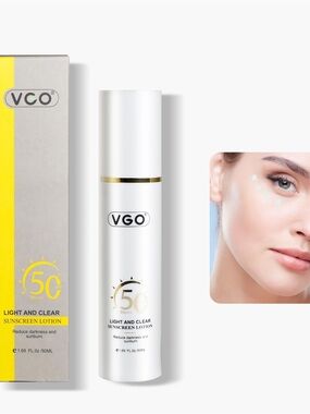 CO Light & Clear SPF 50 Sunscreen Lotion — White and Gold Accents